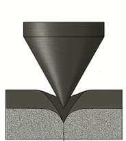 Figure 3. Hardness Rockwell 15N (HR15N, 15Kg) indentation of thin case-hardened material