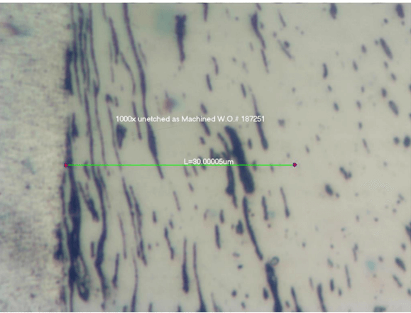 Fig. 11. Cross section of as machined part made of 12L15 steel. Note disturbed distribution of sulfi